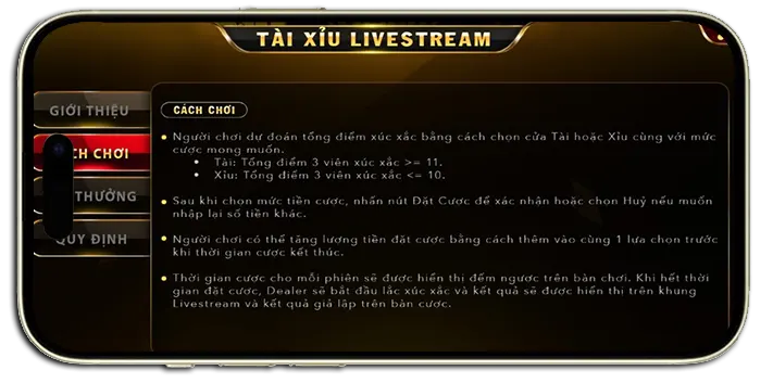 Cách chơi Tài Xỉu Livestream go88